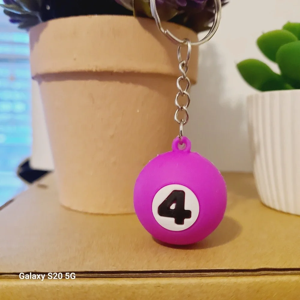 Purple‎ Billiard Ball Number 4 Keychain Fun Accessory Unisex Collectible